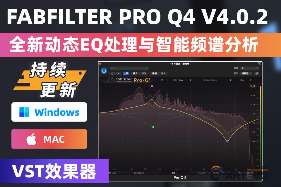 FabFilter Pro-Q 4 v4.0.2全新动态EQ处理与智能频谱分析-创艺坊